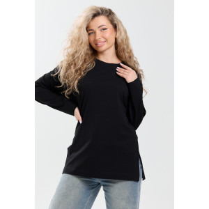 Лонгслив женский №26014 кулирка с лайкрой (р-ры: 44-58) черный