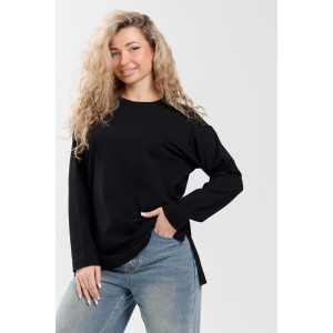 Лонгслив женский №26014 кулирка с лайкрой (р-ры: 44-58) черный
