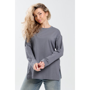 Лонгслив женский №26014 кулирка с лайкрой (р-ры: 44-58) графит