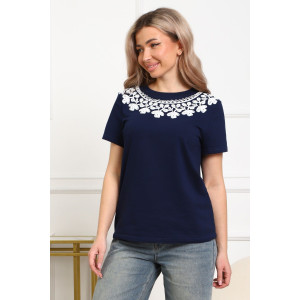 Футболка женская №29536 кулирка с лайкрой (р-ры: 46-56) темно-синий