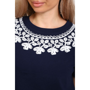 Футболка женская №29536 кулирка с лайкрой (р-ры: 46-56) темно-синий