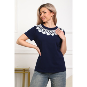 Футболка женская №29536 кулирка с лайкрой (р-ры: 46-56) темно-синий