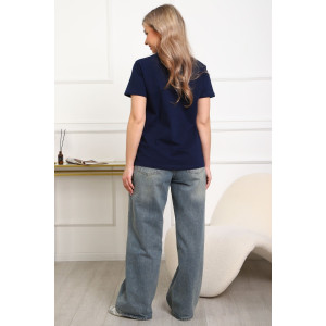 Футболка женская №29536 кулирка с лайкрой (р-ры: 46-56) темно-синий