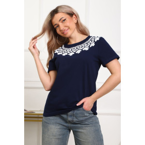 Футболка женская №29536 кулирка с лайкрой (р-ры: 46-56) темно-синий