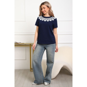 Футболка женская №29536 кулирка с лайкрой (р-ры: 46-56) темно-синий
