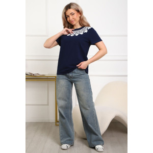 Футболка женская №29536 кулирка с лайкрой (р-ры: 46-56) темно-синий