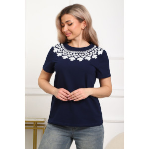 Футболка женская №29536 кулирка с лайкрой (р-ры: 46-56) темно-синий