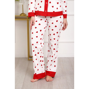 Пижама женская №18062 кулирка (р-ры: 44-54) белый сердечки