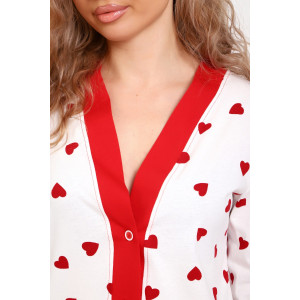 Пижама женская №18062 кулирка (р-ры: 44-54) белый сердечки