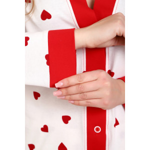 Пижама женская №18062 кулирка (р-ры: 44-54) белый сердечки