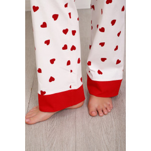 Пижама женская №18062 кулирка (р-ры: 44-54) белый сердечки