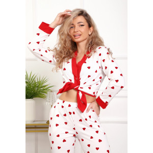 Пижама женская №18062 кулирка (р-ры: 44-54) белый сердечки