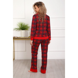 Пижама женская №18062 кулирка (р-ры: 44-54) красный клетка