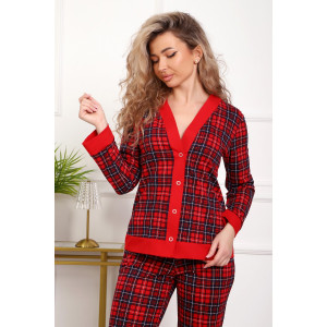 Пижама женская №18062 кулирка (р-ры: 44-54) красный клетка