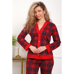 Пижама женская №18062 кулирка (р-ры: 44-54) красный клетка