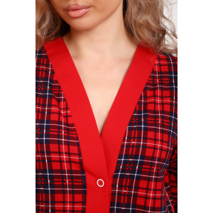 Пижама женская №18062 кулирка (р-ры: 44-54) красный клетка