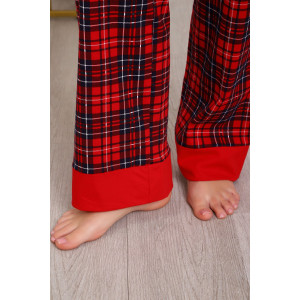 Пижама женская №18062 кулирка (р-ры: 44-54) красный клетка