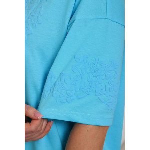 Туника женская №29533 кулирка (р-ры: 46-56) бирюзовый Туника женская №29533 кулирка (р-ры: 46-56) бирюзовый