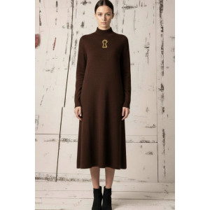 Платье женское Н-501 вязаный трикотаж (р-ры: S-L) коричневый