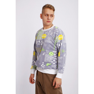 Свитшот мужской №88141 футер 2-х нитка (р-ры: 48-58) серый