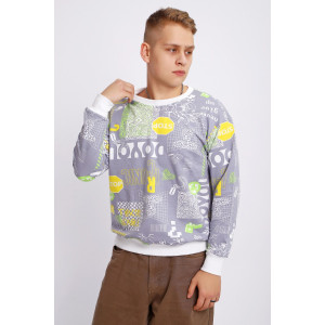 Свитшот мужской №88141 футер 2-х нитка (р-ры: 48-58) серый