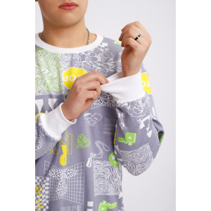 Свитшот мужской №88141 футер 2-х нитка (р-ры: 48-58) серый