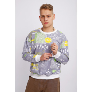 Свитшот мужской №88141 футер 2-х нитка (р-ры: 48-58) серый