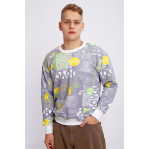 Свитшот мужской №88141 футер 2-х нитка (р-ры: 48-58) серый