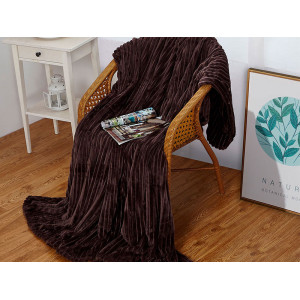 Плед велсофт "Вертикаль" шоколад (последний размер) 180х200