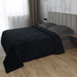 Плед велсофт "Ромбы" графит (последний размер) 200х220