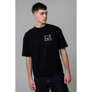 Футболка мужская №8579 кулирка с лайкрой (р-ры: 46-64) черный балалайка