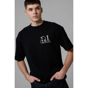 Футболка мужская №8579 кулирка с лайкрой (р-ры: 46-64) черный балалайка