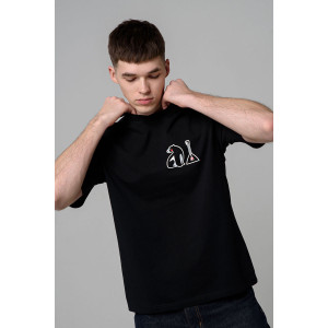 Футболка мужская №8579 кулирка с лайкрой (р-ры: 46-64) черный балалайка