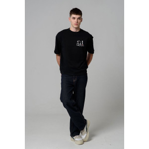 Футболка мужская №8579 кулирка с лайкрой (р-ры: 46-64) черный балалайка