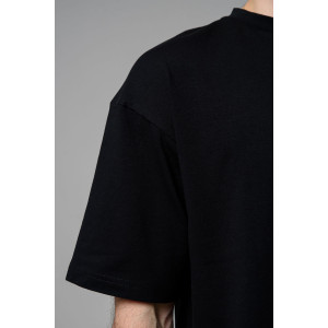 Футболка мужская №8579 кулирка с лайкрой (р-ры: 46-64) черный балалайка