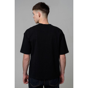 Футболка мужская №8579 кулирка с лайкрой (р-ры: 46-64) черный балалайка