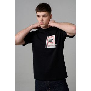 Футболка мужская №8579 кулирка с лайкрой (р-ры: 46-64) черный билет