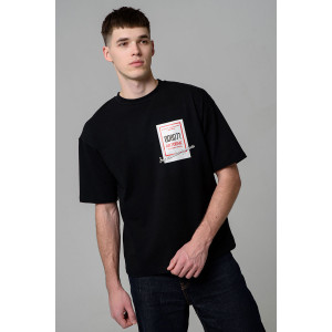 Футболка мужская №8579 кулирка с лайкрой (р-ры: 46-64) черный билет