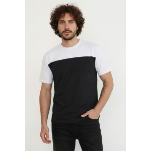 Футболка мужская №14482 кулирка (р-ры: 46-58) белый-черный