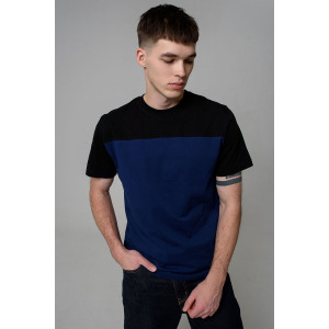 Футболка мужская №14482 кулирка (р-ры: 46-58) темно-синий-черный