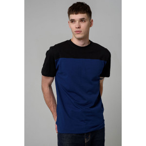 Футболка мужская №14482 кулирка (р-ры: 46-58) темно-синий-черный