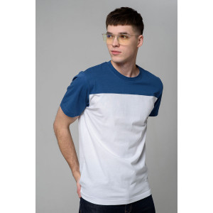 Футболка мужская №14482 кулирка (р-ры: 46-58) белый-джинс