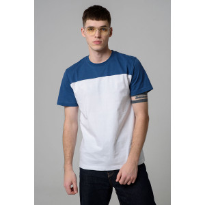 Футболка мужская №14482 кулирка (р-ры: 46-58) белый-джинс