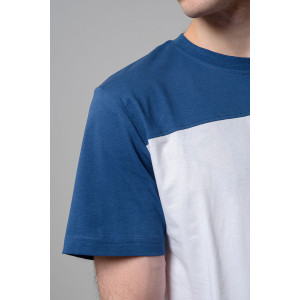 Футболка мужская №14482 кулирка (р-ры: 46-58) белый-джинс