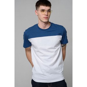 Футболка мужская №14482 кулирка (р-ры: 46-58) белый-джинс