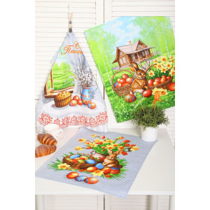 Набор кухонный из 3-х полотенец рогожка №32599 Набор кухонный из 3-х полотенец рогожка №32599