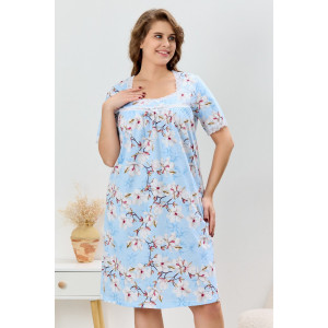 Сорочка женская "Узор-1" кулирка (р-ры: 50-60) голубой