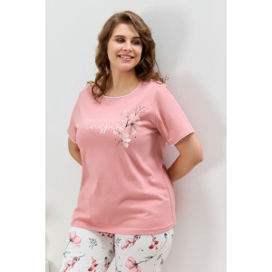 Пижама женская "Узор-2" кулирка (р-ры: 48-58) сухая роза