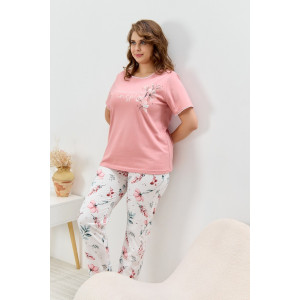 Пижама женская "Узор-2" кулирка (р-ры: 48-58) сухая роза