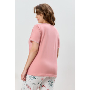 Пижама женская "Узор-2" кулирка (р-ры: 48-58) сухая роза